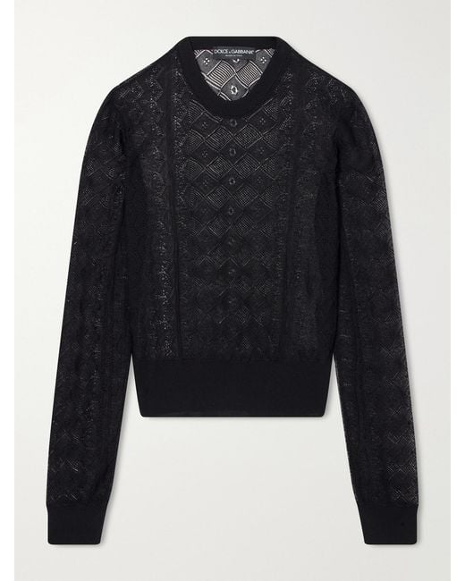 Dolce & Gabbana Blue Crochet Sweater