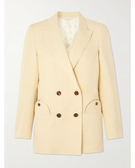 Blazé Milano Natural Savannah Everyday Double-Breasted Linen And Silk-Blend Blazer