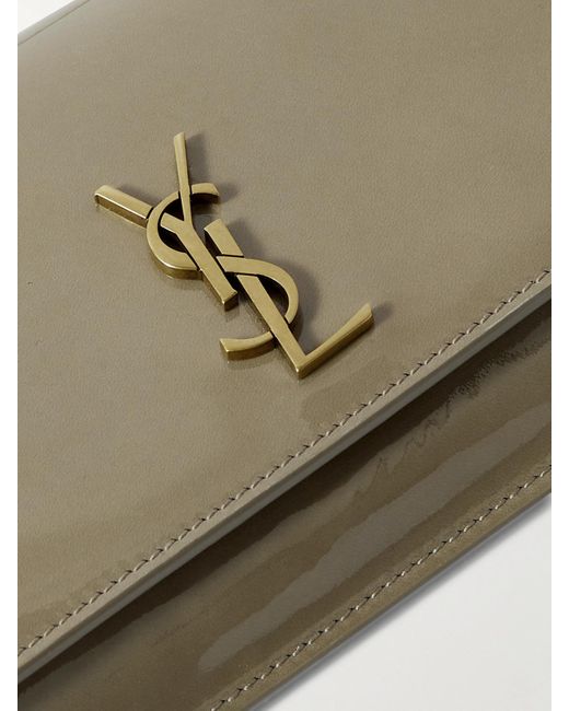 Saint Laurent Natural Cassandre Strap Glossed-Leather Phone Case