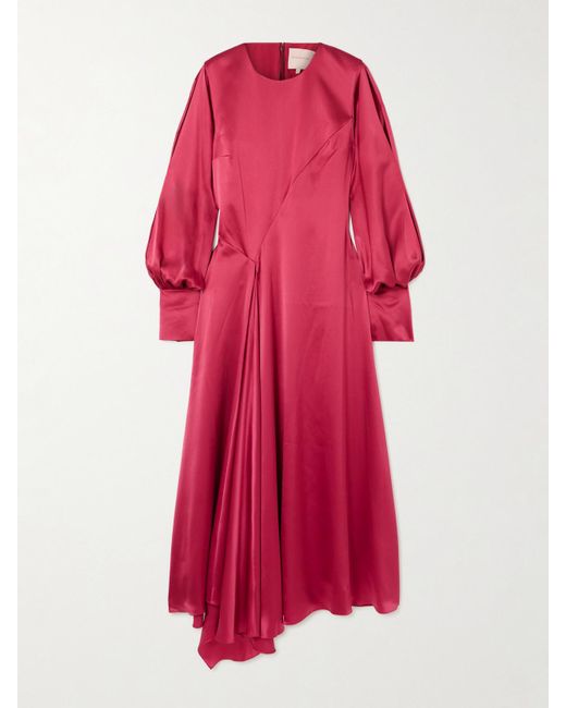 Robe Midi En Satin De Soie À Drapé Hayat Roksanda en coloris Red