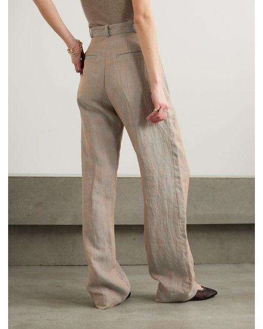 TOVE Natural Aleen Pleated Hemp Straight-Leg Pants