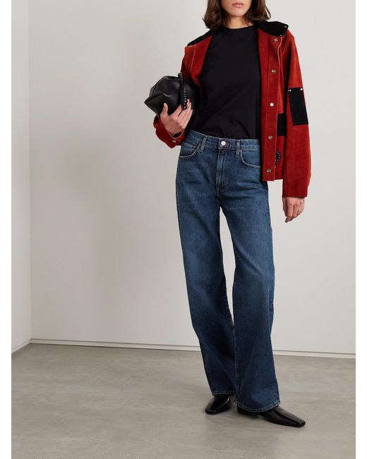 Agolde Blue Harper Mid-Rise Wide-Leg Jeans