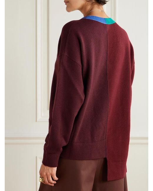 Loewe Red Asymmetrischer Cardigan Aus Einer Wollmischung Mit Stickerei