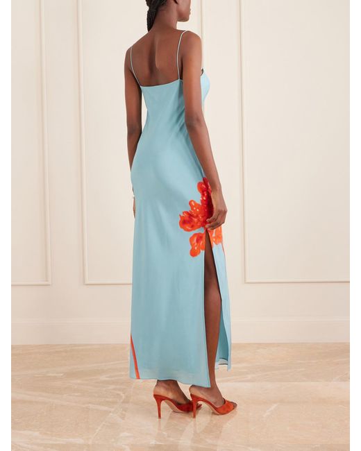 Sir Blue Amelie Floral-Print Silk-Crepe Maxi Dress