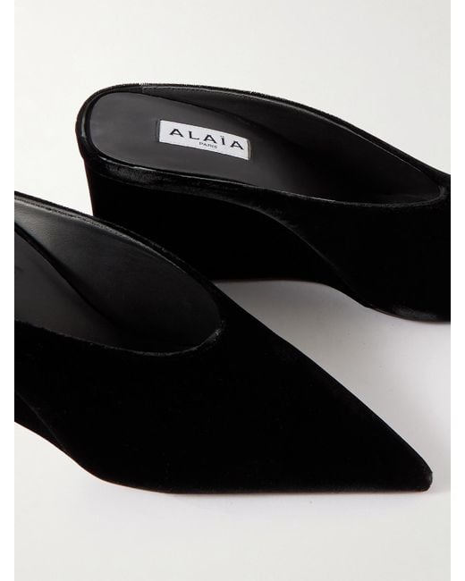 Alaïa Black 75 Wedges Aus Samt