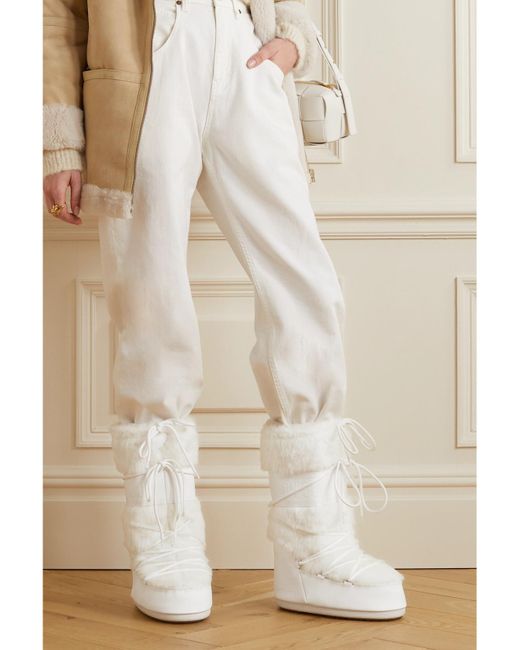 Moon Boot Natural Icon Plush And Leather-Like Snow Boots