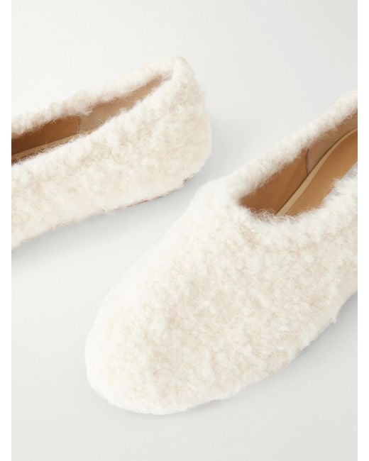 Gabriela Hearst Natural Fleur Leather-Trimmed Shearling Ballet Flats