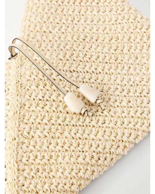 Hunting Season Natural Origami Small Leather-Trimmed Raffia Tote