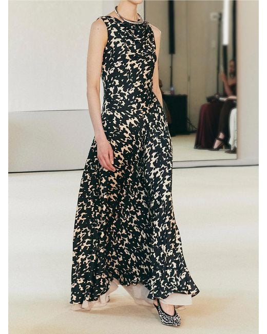 Altuzarra White Drina Draped Printed Silk-Twill Midi Dress