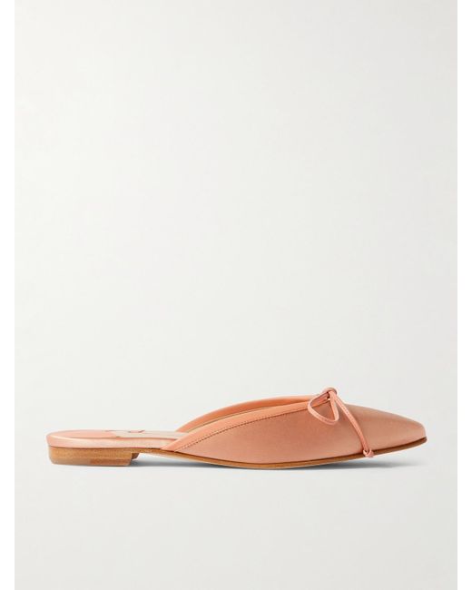 Manolo Blahnik Multicolor Ballerimu Slippers Aus Satin Mit Lederbesatz Und Schleife