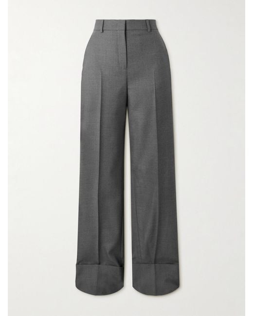 Valentino Garavani Gray Wool-Twill Straight-Leg Pants