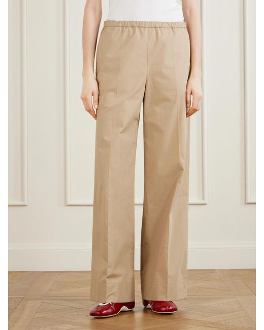 Moncler Natural Cotton-Poplin Wide-Leg Pants