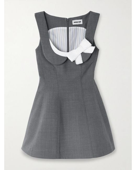 ShuShu/Tong Gray Bow-Detailed Flannel Mini Dress