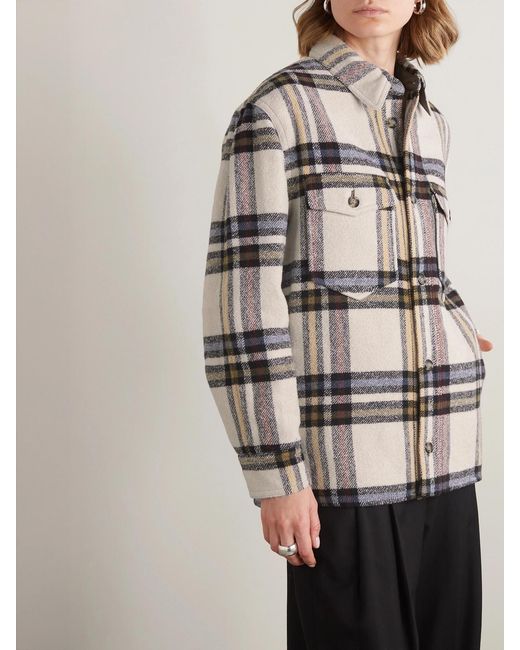 Isabel Marant Natural Ervey Checked Flannel Jacket