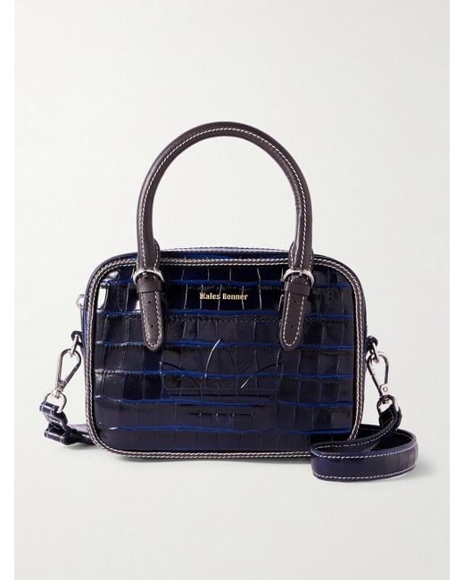 Adidas Originals Blue Wales Bonner Small Embossed Croc-Effect Leather Shoulder Bag