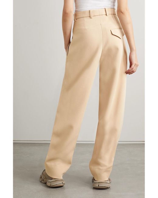 Wardrobe NYC Natural Hailey Bieber Pleated Wool Wide-Leg Pants