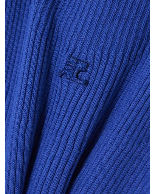 Courreges Blue Verkürztes Tanktop Aus Einer Gerippten Baumwoll-Merinowollmischung Mit Applikation