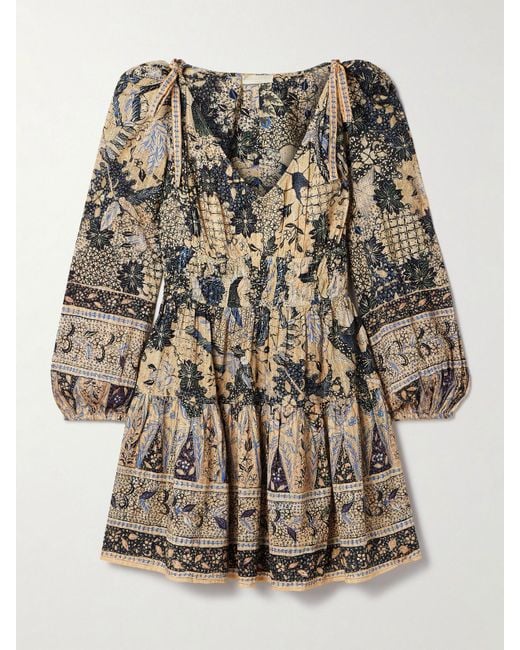 Mini-Robe En Voile De Coton Mélangé Imprimé Anika Ulla Johnson en coloris Brown