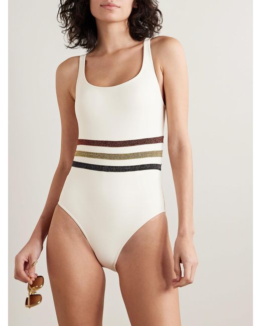 Eres White Irisée Radieux Metallic Striped Swimsuit