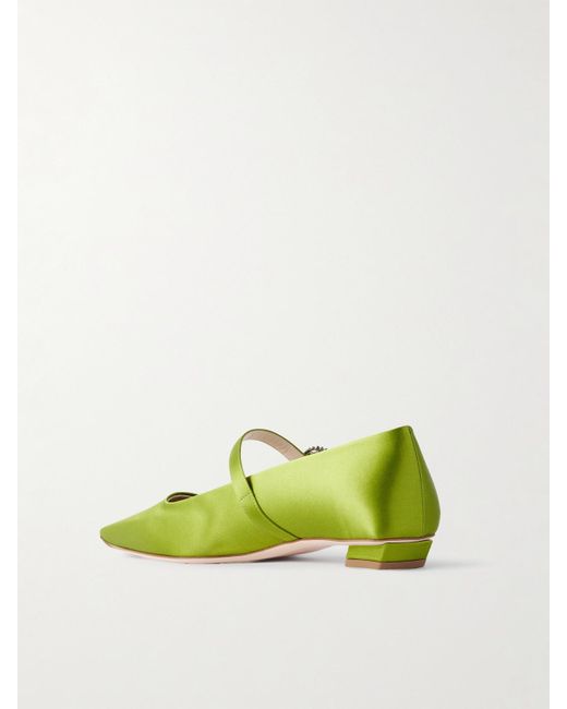 Roger Vivier Green Belle Vivier Mary-Jane-Ballerinas Aus Satin Mit Kristallen