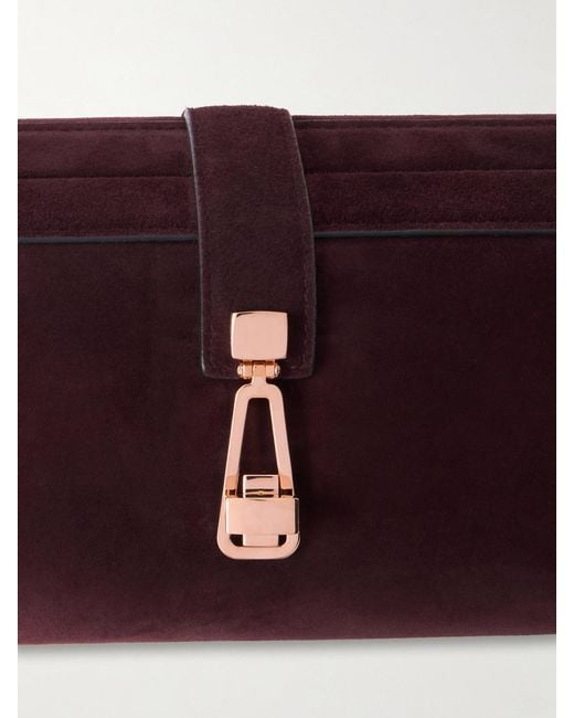 Gabriela Hearst Brown Paola Embellished Suede Clutch