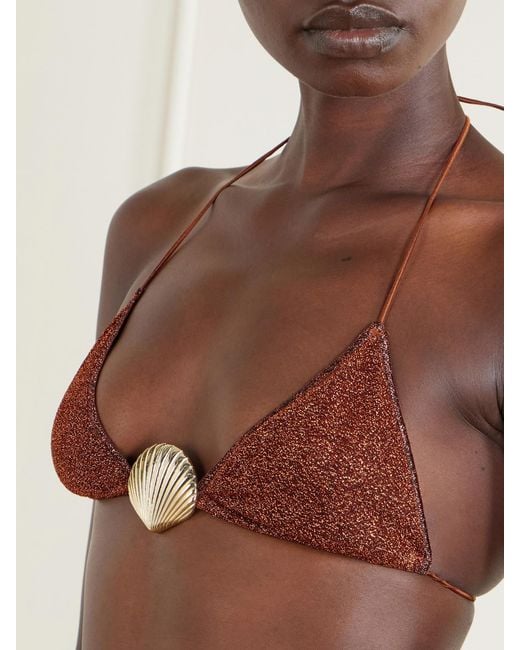 Oseree Brown Lumiere Embellished Bikini Set