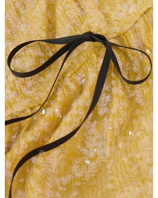 Erdem Metallic Robe Aus Crêpe De Chine Mit Pailletten Zum Binden