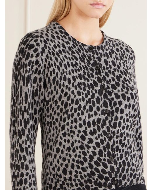Nili Lotan Black Keelah Leopard-Jacquard Cashmere Cardigan