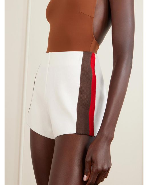 Haight White Debora Striped Knitted Shorts