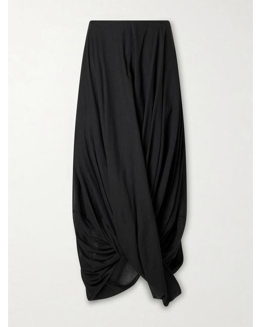 Totême Black Cocoon Draped Lyocell And Organic Cotton-Blend Maxi Skirt