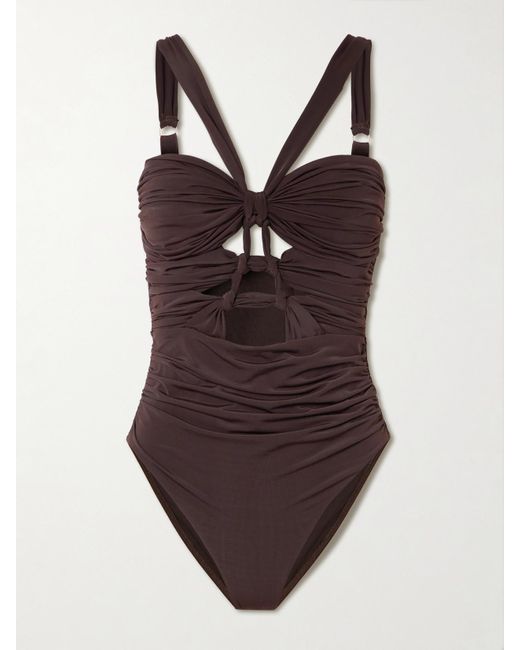 Zimmermann Brown Daylight Cutout Ruched Swimsuit