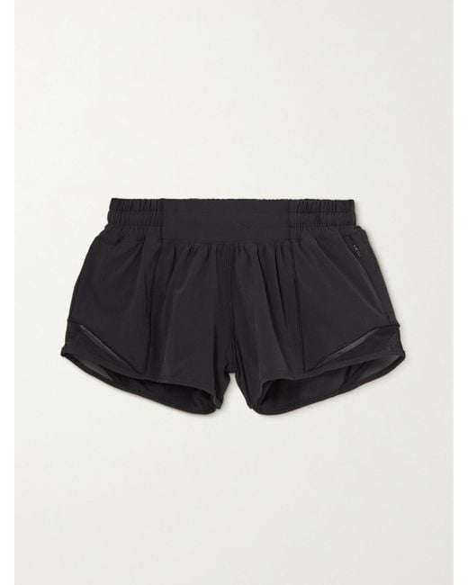 lululemon athletica Black Hotty Hot Low-Rise Mesh-Paneled Stretch Recycled-Swift Shorts