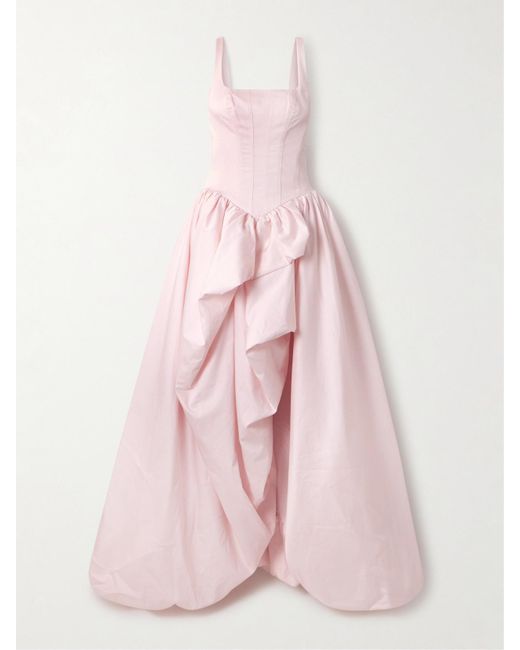 Robe Du Soir Asymétrique En Serge De Coton À Fronces Et À Drapés Alani Aje. en coloris Pink