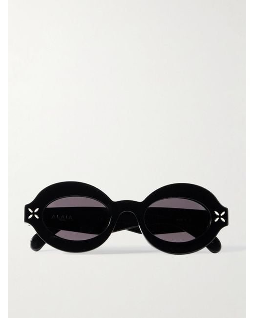 Alaïa Black Oval-Frame Acetate Sunglasses