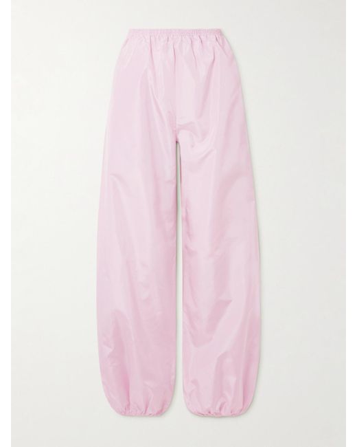 Alaïa Pink Silk-Taffeta Balloon Track Pants