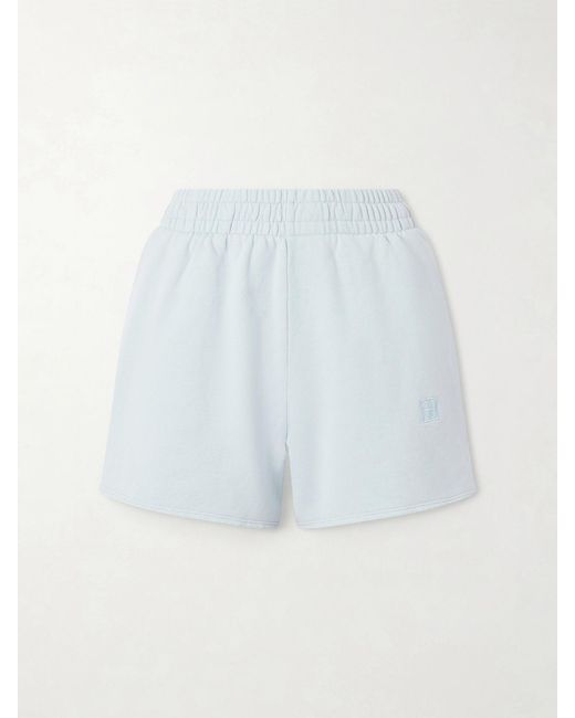 Anine Bing White Kam Embroidered Cotton-Jersey Shorts