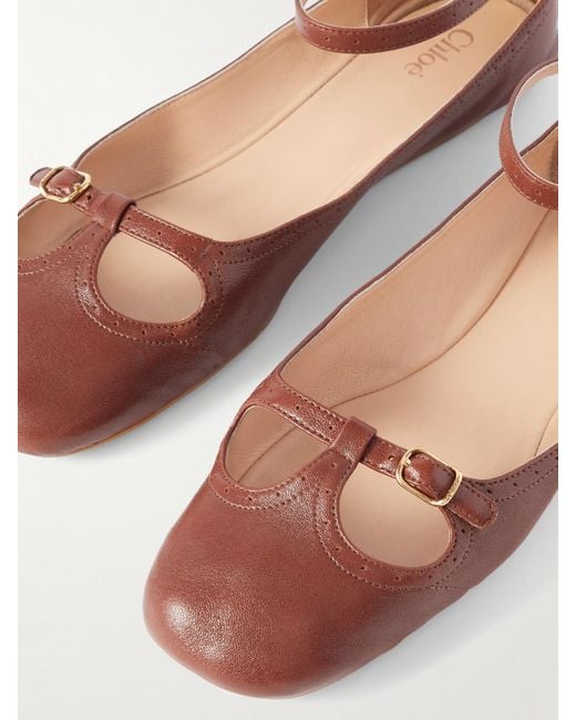 Chloé Pink Misty Laser-Cut Leather Ballet Flats