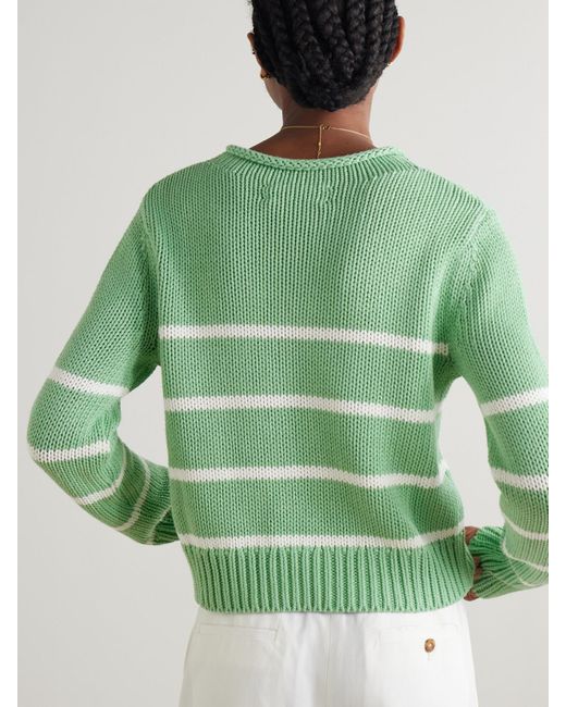 La Ligne Green Mini Marina Striped Cotton Sweater