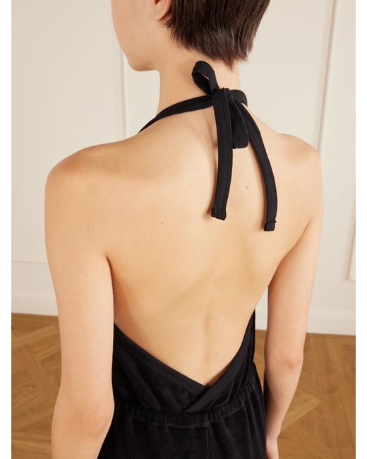 Suzie Kondi Black Anna Cotton-Blend Terry Halterneck Jumpsuit