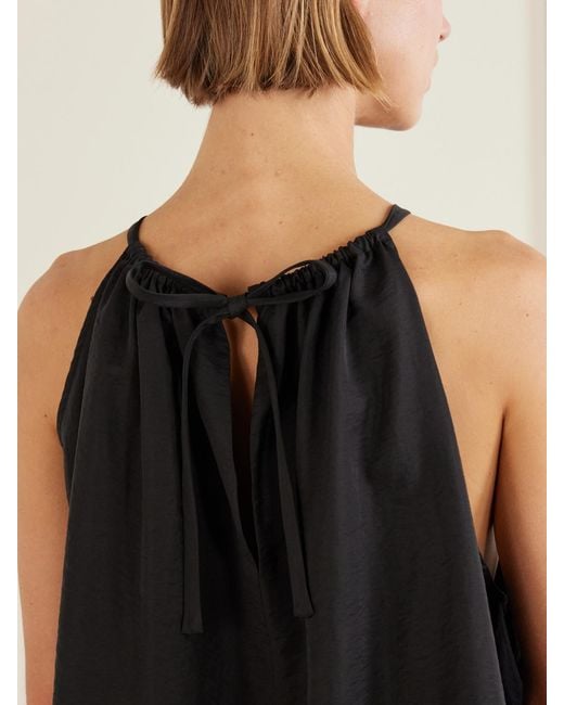 Totême Black Gathered Lyocell-Blend Halterneck Top