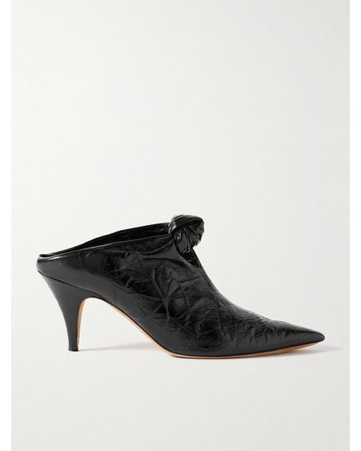 Khaite Black Rowan Knotted Crinkled-Leather Mules