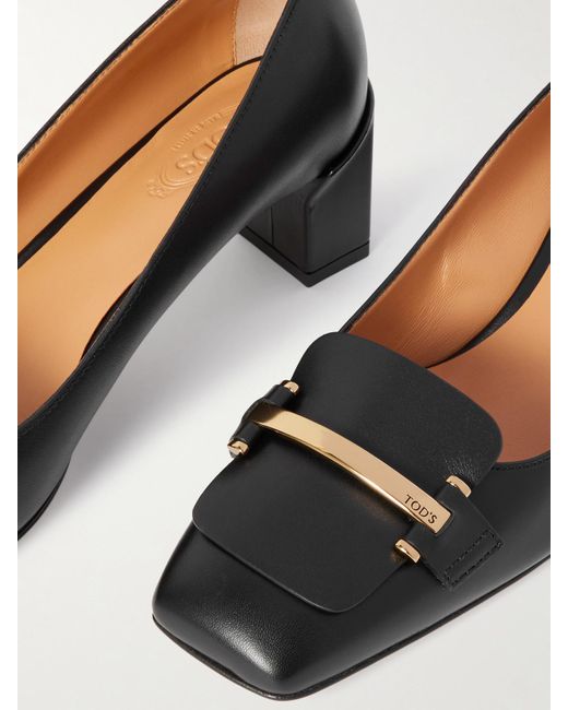 Tod's Black Barretta Pumps Aus Leder Mit Verzierung