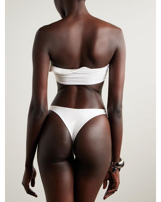 Maygel Coronel White Bies Ruffled Bandeau Bikini