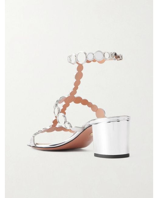 Aquazzura Natural Afterglow 50 Metallic Leather Sandals