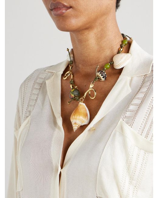 Tohum Design Natural Samsara Kette Mit Muscheln, Steinen Und Vergoldeten Details