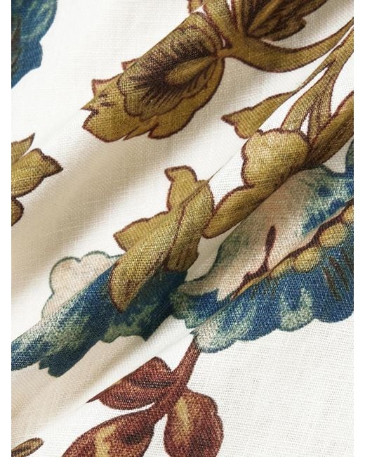 Sir White Floral-Print Linen Halterneck Mini Dress