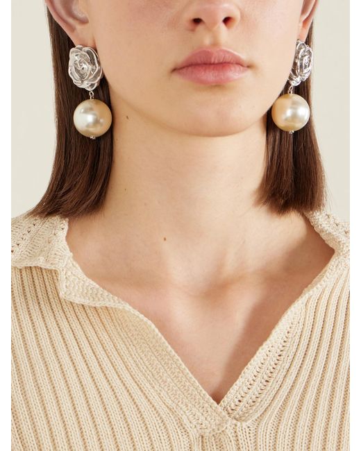 Magda Butrym White Tone Pearl Earrings