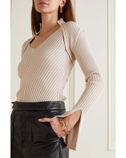 Safiyaa Pink Nouvel Ribbed-Knit Sweater And Tank Set