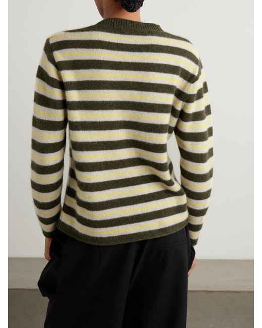 The Elder Statesman Green Sinful Gestreifter Kaschmirpullover