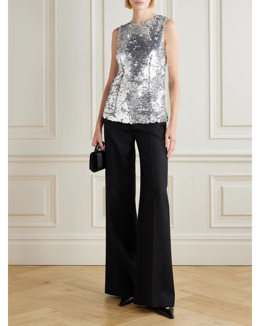 Dolce & Gabbana Gray Sequined Satin Top